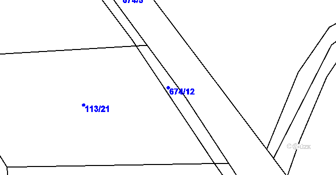 Parcela st. 674/12 v KÚ Zvíkovec, Katastrální mapa