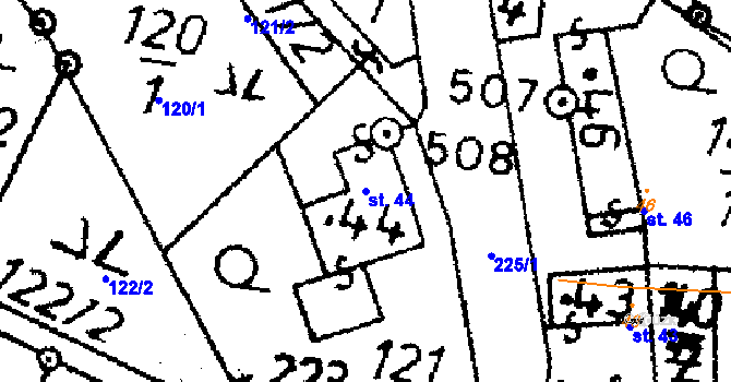 Parcela st. 44 v KÚ Zvíkovské Podhradí, Katastrální mapa