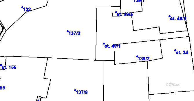 Parcela st. 49/1 v KÚ Zvíkovské Podhradí, Katastrální mapa