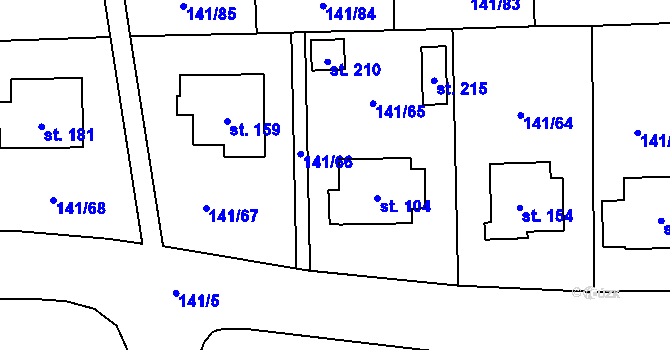 Parcela st. 104 v KÚ Zvíkovské Podhradí, Katastrální mapa