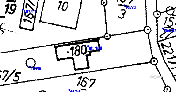 Parcela st. 180 v KÚ Zvíkovské Podhradí, Katastrální mapa