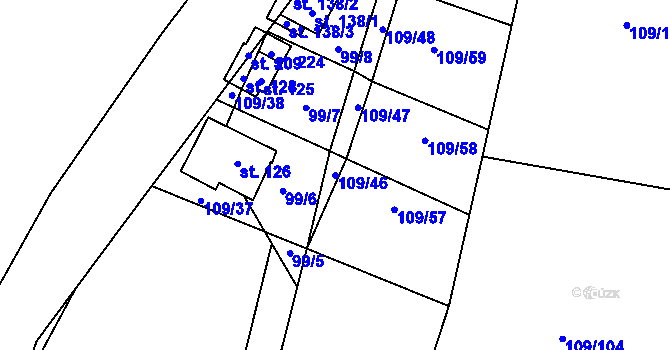 Parcela st. 109/46 v KÚ Zvírotice, Katastrální mapa