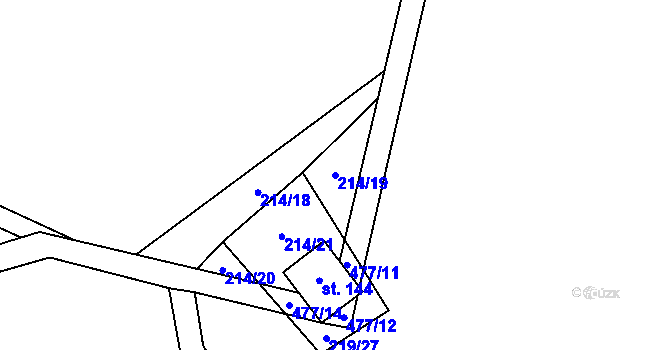 Parcela st. 214/19 v KÚ Zvířetice, Katastrální mapa