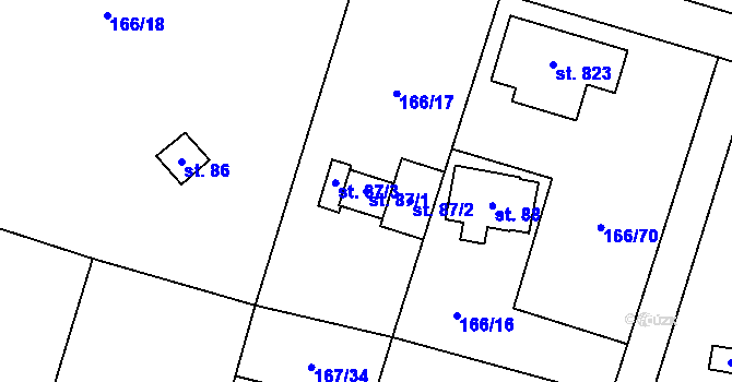 Parcela st. 87/1 v KÚ Březová u Zvole, Katastrální mapa