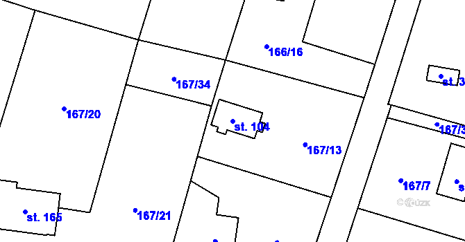 Parcela st. 104 v KÚ Březová u Zvole, Katastrální mapa