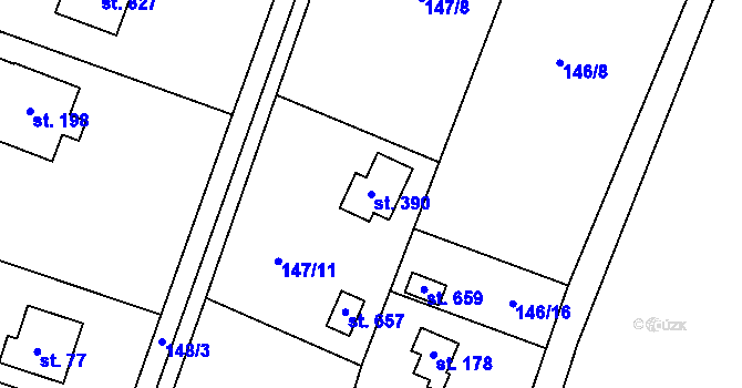 Parcela st. 390 v KÚ Březová u Zvole, Katastrální mapa