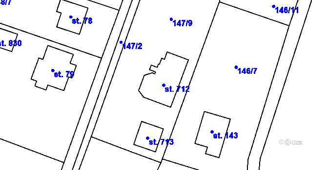 Parcela st. 712 v KÚ Březová u Zvole, Katastrální mapa