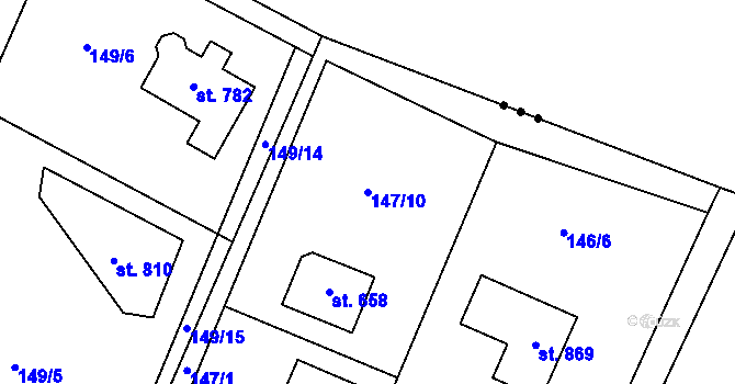 Parcela st. 147/10 v KÚ Březová u Zvole, Katastrální mapa