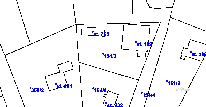 Parcela st. 154/3 v KÚ Březová u Zvole, Katastrální mapa