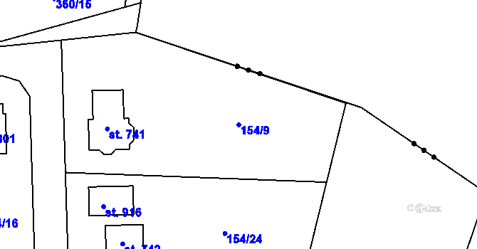 Parcela st. 154/9 v KÚ Březová u Zvole, Katastrální mapa