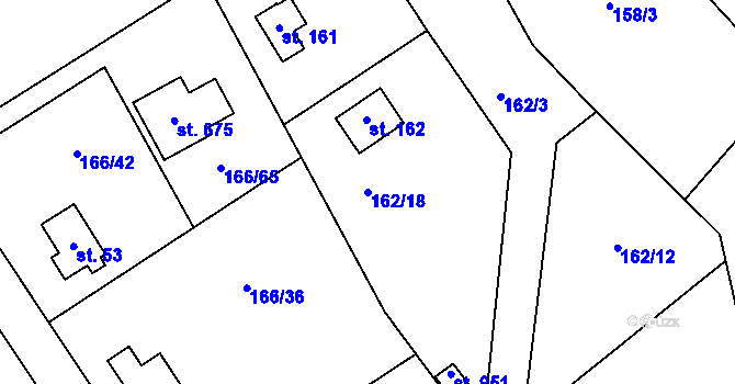 Parcela st. 162/18 v KÚ Březová u Zvole, Katastrální mapa