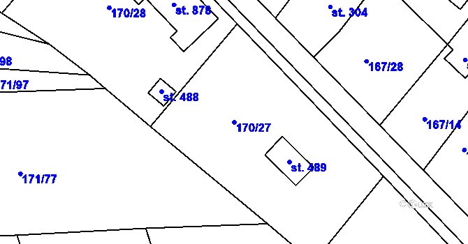 Parcela st. 170/27 v KÚ Březová u Zvole, Katastrální mapa