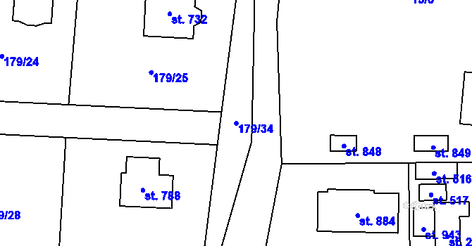Parcela st. 179/34 v KÚ Březová u Zvole, Katastrální mapa