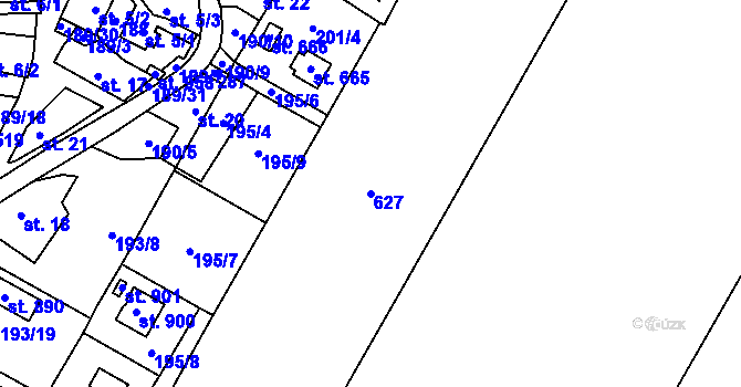 Parcela st. 627 v KÚ Březová u Zvole, Katastrální mapa
