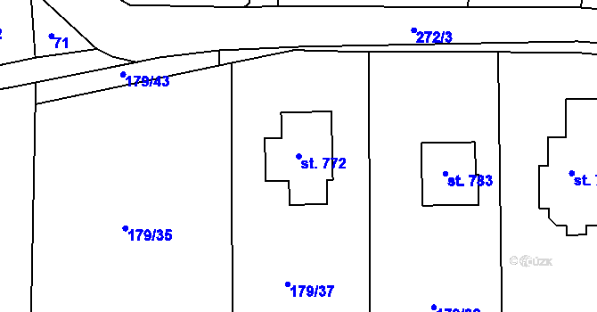 Parcela st. 772 v KÚ Březová u Zvole, Katastrální mapa