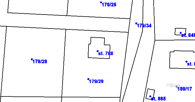 Parcela st. 788 v KÚ Březová u Zvole, Katastrální mapa