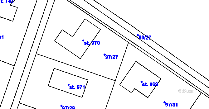 Parcela st. 97/27 v KÚ Březová u Zvole, Katastrální mapa