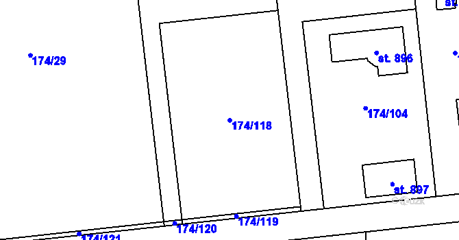 Parcela st. 174/118 v KÚ Březová u Zvole, Katastrální mapa