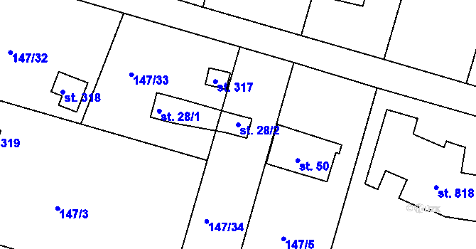 Parcela st. 28/2 v KÚ Oleško u Zvole, Katastrální mapa