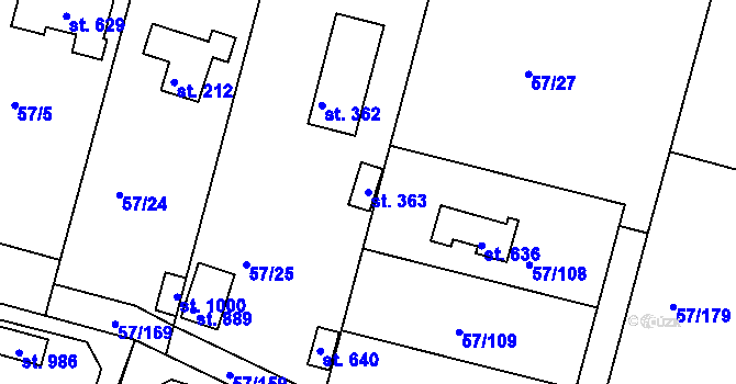 Parcela st. 363 v KÚ Oleško u Zvole, Katastrální mapa