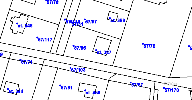 Parcela st. 387 v KÚ Oleško u Zvole, Katastrální mapa