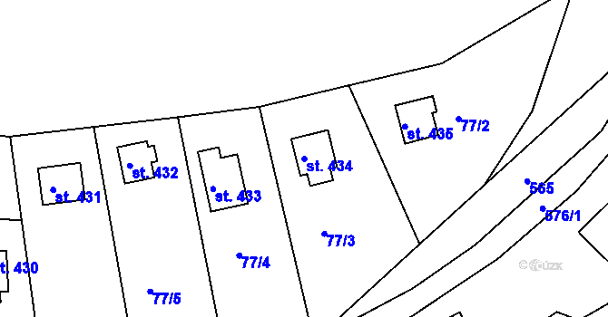 Parcela st. 434 v KÚ Oleško u Zvole, Katastrální mapa