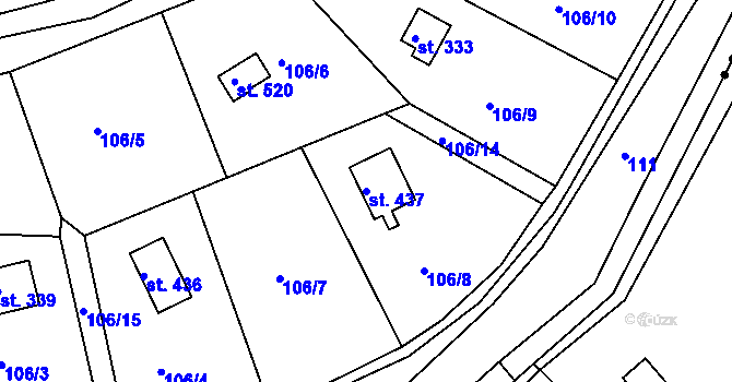 Parcela st. 437 v KÚ Oleško u Zvole, Katastrální mapa