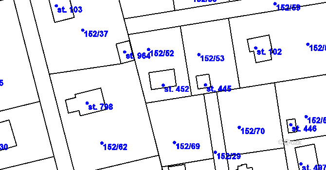 Parcela st. 452 v KÚ Oleško u Zvole, Katastrální mapa