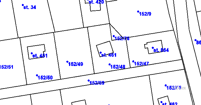 Parcela st. 461 v KÚ Oleško u Zvole, Katastrální mapa