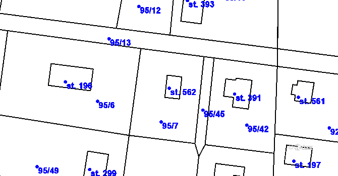 Parcela st. 562 v KÚ Oleško u Zvole, Katastrální mapa