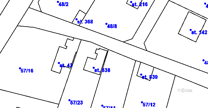 Parcela st. 638 v KÚ Oleško u Zvole, Katastrální mapa