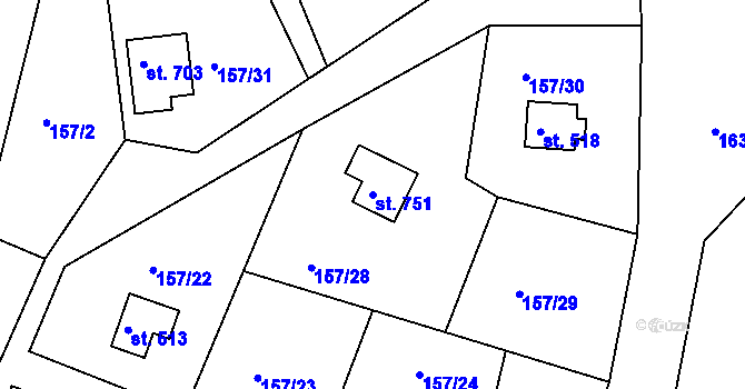 Parcela st. 751 v KÚ Oleško u Zvole, Katastrální mapa