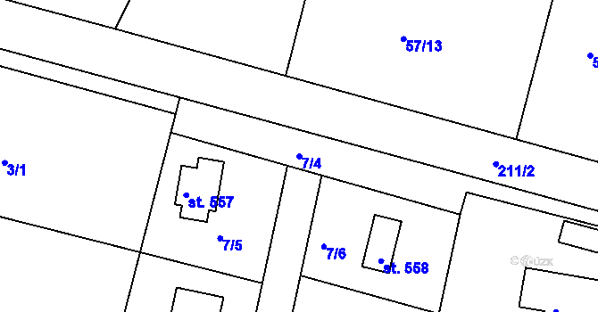 Parcela st. 7/4 v KÚ Oleško u Zvole, Katastrální mapa