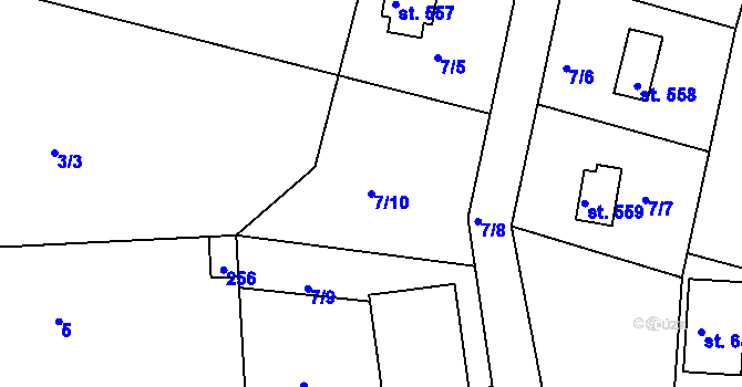 Parcela st. 7/10 v KÚ Oleško u Zvole, Katastrální mapa