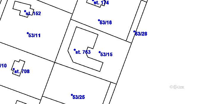 Parcela st. 53/15 v KÚ Oleško u Zvole, Katastrální mapa