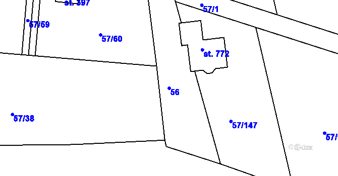 Parcela st. 56 v KÚ Oleško u Zvole, Katastrální mapa