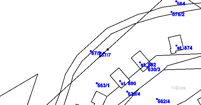Parcela st. 67/7 v KÚ Oleško u Zvole, Katastrální mapa