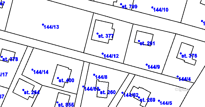 Parcela st. 144/12 v KÚ Oleško u Zvole, Katastrální mapa