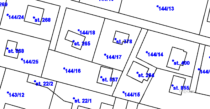 Parcela st. 144/17 v KÚ Oleško u Zvole, Katastrální mapa