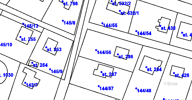 Parcela st. 144/56 v KÚ Oleško u Zvole, Katastrální mapa
