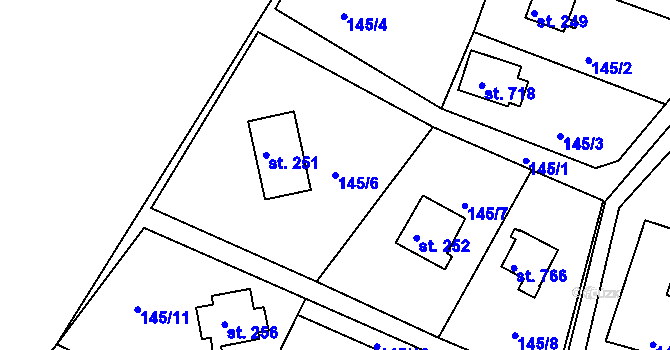 Parcela st. 145/6 v KÚ Oleško u Zvole, Katastrální mapa