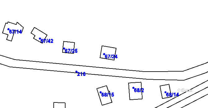 Parcela st. 67/24 v KÚ Oleško u Zvole, Katastrální mapa