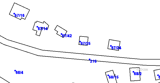 Parcela st. 67/25 v KÚ Oleško u Zvole, Katastrální mapa