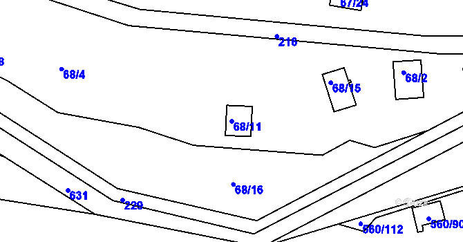 Parcela st. 68/11 v KÚ Oleško u Zvole, Katastrální mapa