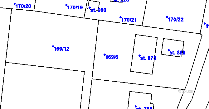 Parcela st. 169/6 v KÚ Oleško u Zvole, Katastrální mapa