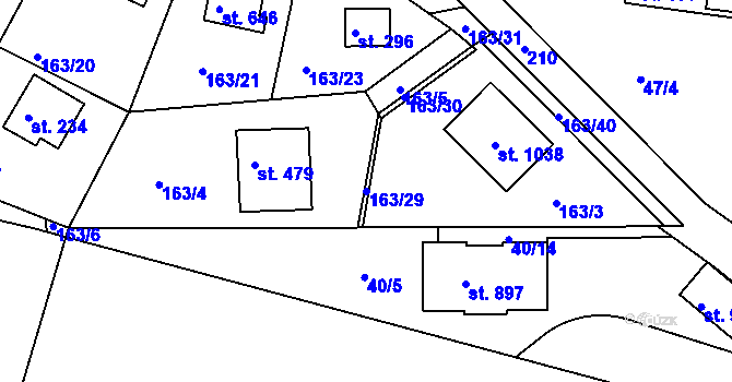 Parcela st. 163/29 v KÚ Oleško u Zvole, Katastrální mapa