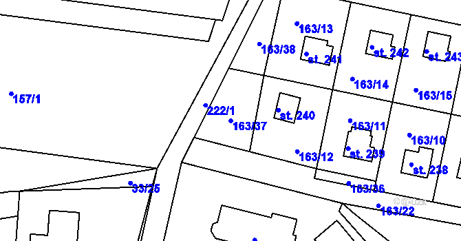 Parcela st. 163/37 v KÚ Oleško u Zvole, Katastrální mapa
