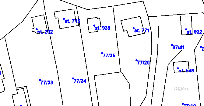 Parcela st. 77/35 v KÚ Oleško u Zvole, Katastrální mapa