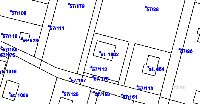 Parcela st. 1032 v KÚ Oleško u Zvole, Katastrální mapa