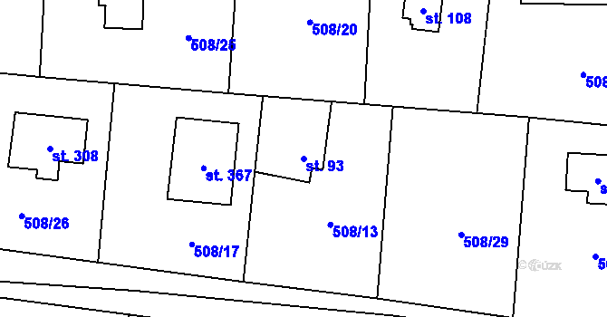 Parcela st. 93 v KÚ Zvole u Prahy, Katastrální mapa